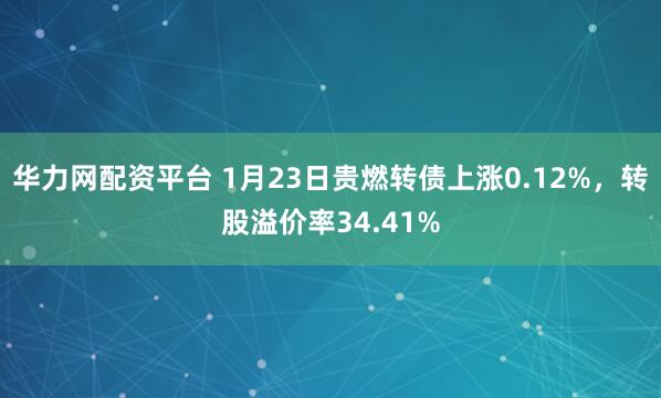 华力网配资平台 1月23日贵燃转债上涨0.12%，转股溢价率34.41%